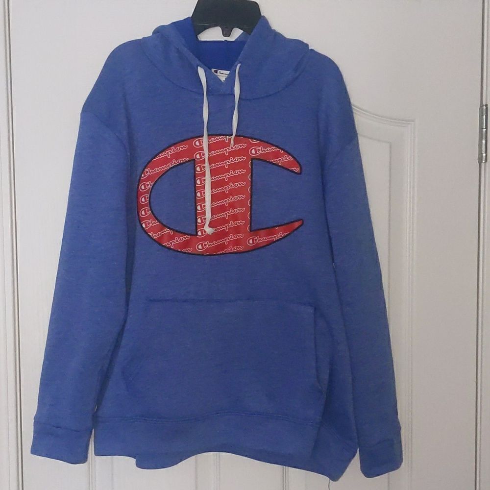 Men's size large champion hoodie. Red and blue, super soft